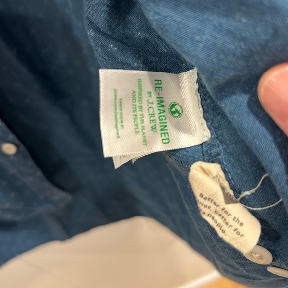 Madewell Men's Denim Banded-Collar Perfect Shirt in Indigo Dot Size XL - Picture 8 of 12